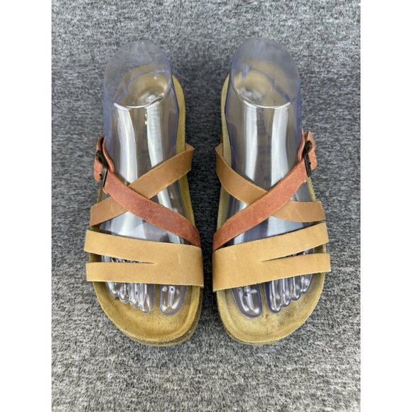 ✅Autenti Sandals Women's 40/9-9.5 Tri-Color Leather Comfort Slides Made In Spain - Picture 5 of 9